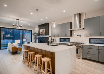 kitchen island with a marble countertop