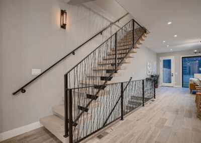 Stairway of a house with metal fence